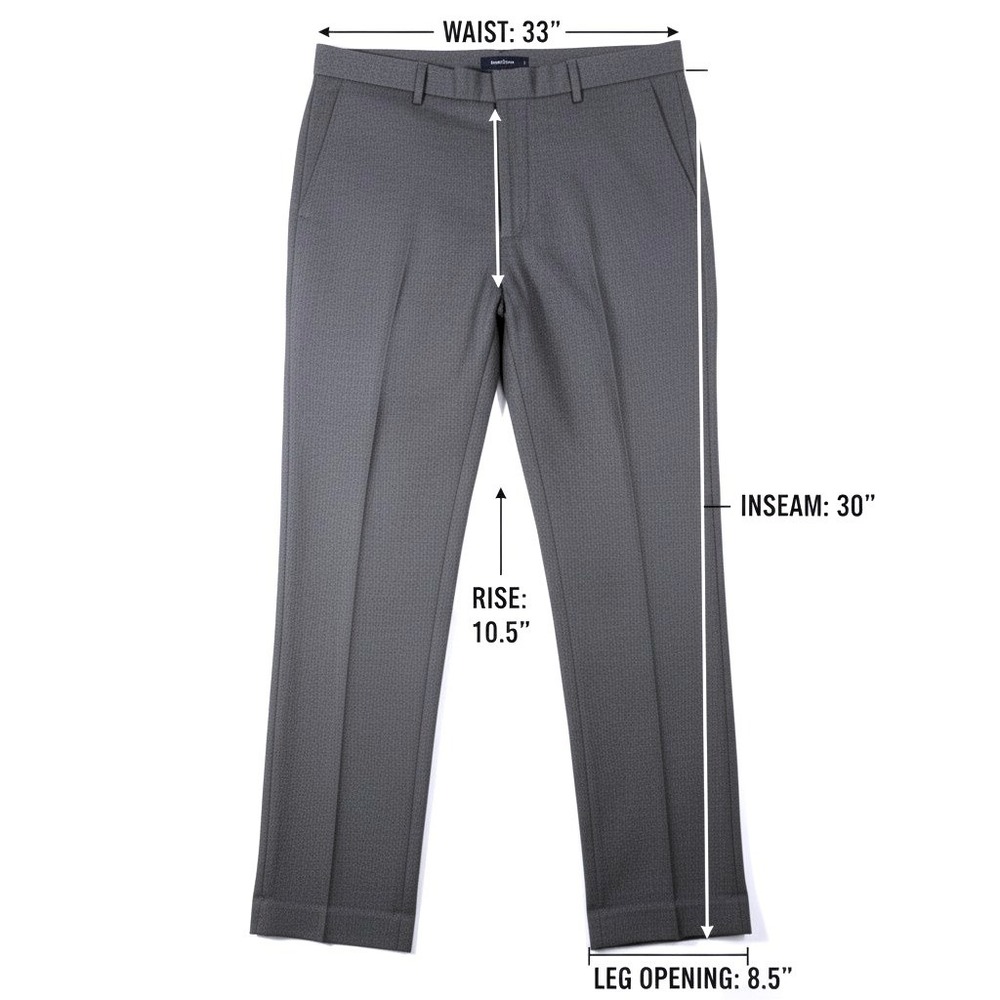 Calvin Klein Mens 33x30 Dress Pants Polyester Viscose Gray Flat Front Trousers - Picture 3 of 5